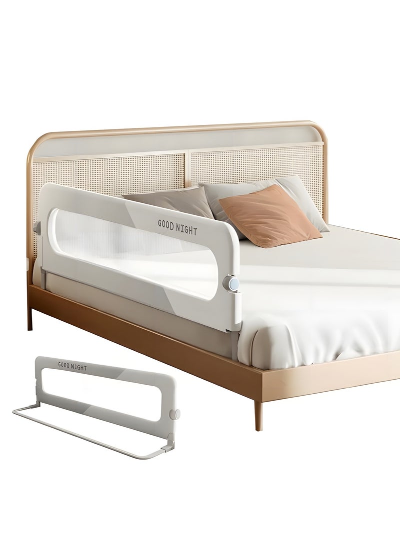 بيوينتي حاجز سرير للرضع وحاجز للسرير للأطفال وحاجز للحماية وسياج حماية للسرير وحواجز للأطفال وأدوات حماية قابلة للطي وقابلة لتعديل الارتفاع وحاجز واقي للسرير (1.8 م رمادي) - Image 1