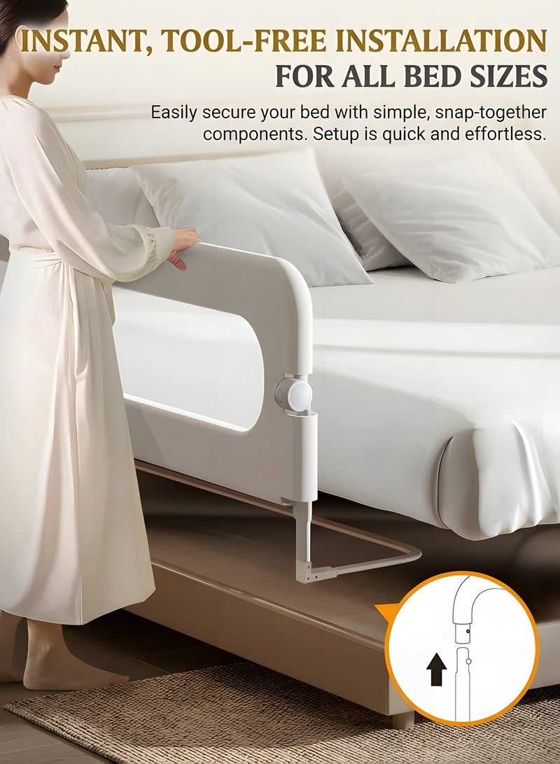 بيوينتي حاجز سرير للرضع وحاجز للسرير للأطفال وحاجز للحماية وسياج حماية للسرير وحواجز للأطفال وأدوات حماية قابلة للطي وقابلة لتعديل الارتفاع وحاجز واقي للسرير (1.8 م رمادي) - Image 5