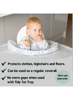 Tidy TOT ®™ Coverall Baby Weaning Bib For Bib & Tray Kit Twin Pack.2 Coverall Baby Feeding Bibs With Sleeves. Attaches To Tray.Catch All Sleeved Bibs.Baby Led Weaning Bibs For Baby.  - Image 2