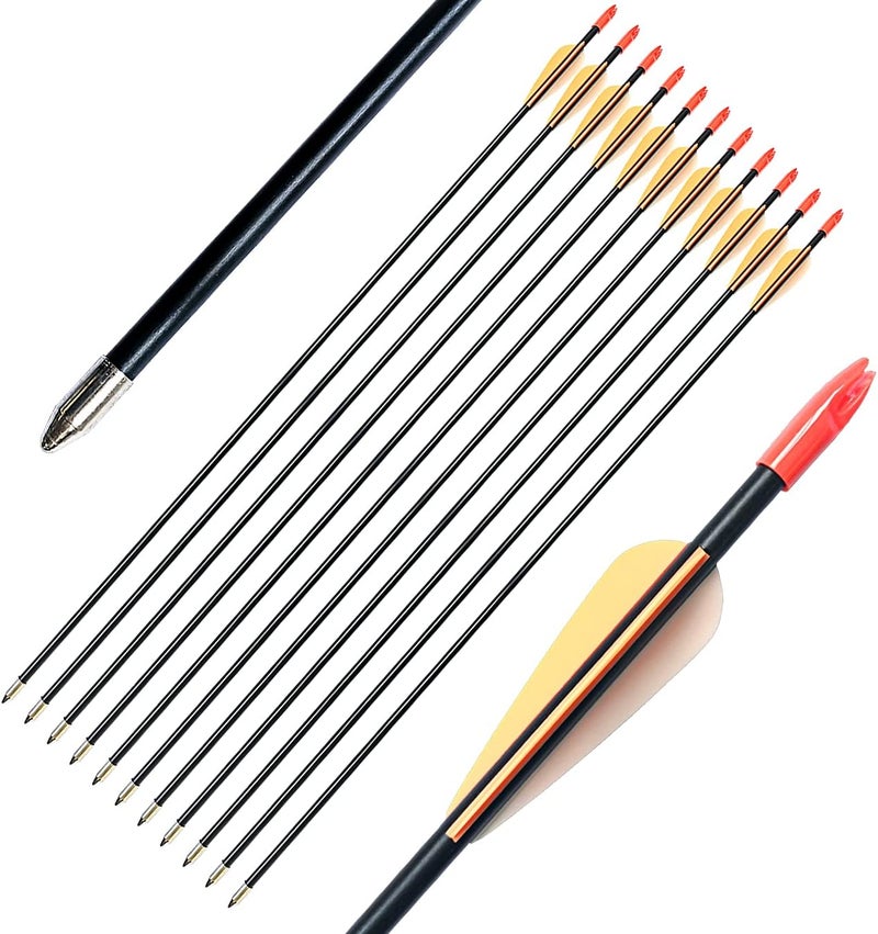 PANDARUS Archery 28" Fiberglass Archery Target Practice Arrows, for Children, Woman or Beginner, for Recuve Bow(Pack of 12) - Image 1