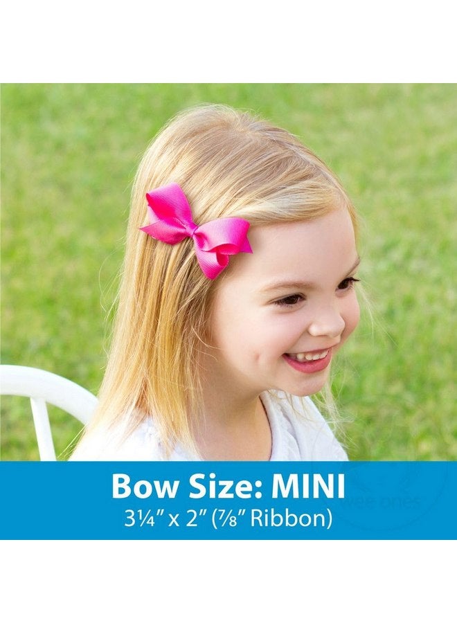 Wee Ones Girls 2 Pack Grosgrain Hair Bows with Plain Wrap Centre on a Wee Stay No Slip Clip, Mini, Light Pink - Image 3