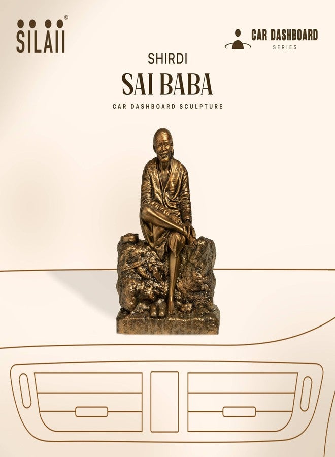 SILAII Shirdi Sai Baba Car Dashboard Sculpture - Mini Sai Baba Idol for Car Decor | Sai Baba Statue for Home, Office & Gift | 3.5 Inch Showpiece - Image 3