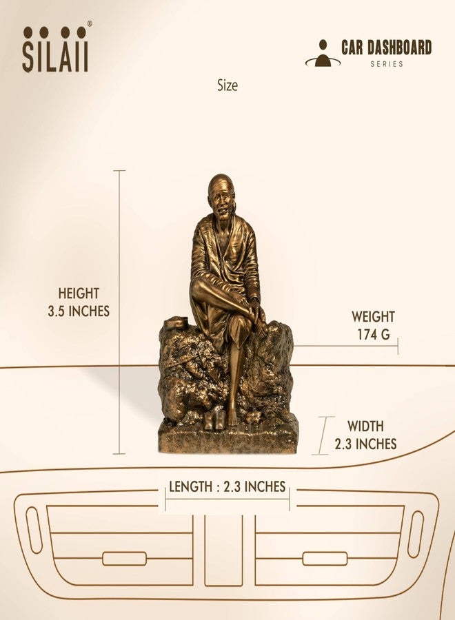 SILAII Shirdi Sai Baba Car Dashboard Sculpture - Mini Sai Baba Idol for Car Decor | Sai Baba Statue for Home, Office & Gift | 3.5 Inch Showpiece - Image 2