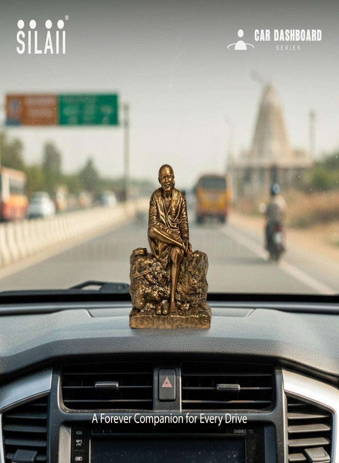 SILAII Shirdi Sai Baba Car Dashboard Sculpture - Mini Sai Baba Idol for Car Decor | Sai Baba Statue for Home, Office & Gift | 3.5 Inch Showpiece - Image 4