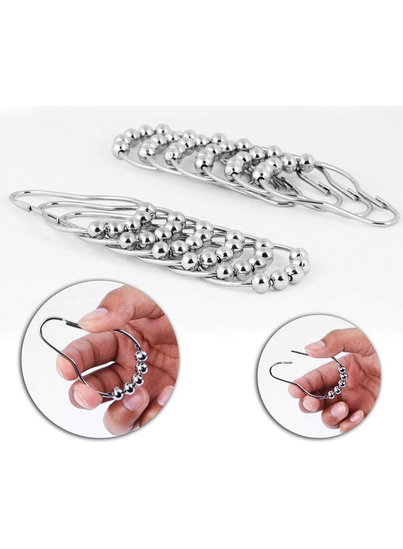 Shower Curtain Hooks Rings, 12pcs Stainless Steel Rings and Hooks for Bathroom Shower Curtain Rods Polished Nickel - Image 5