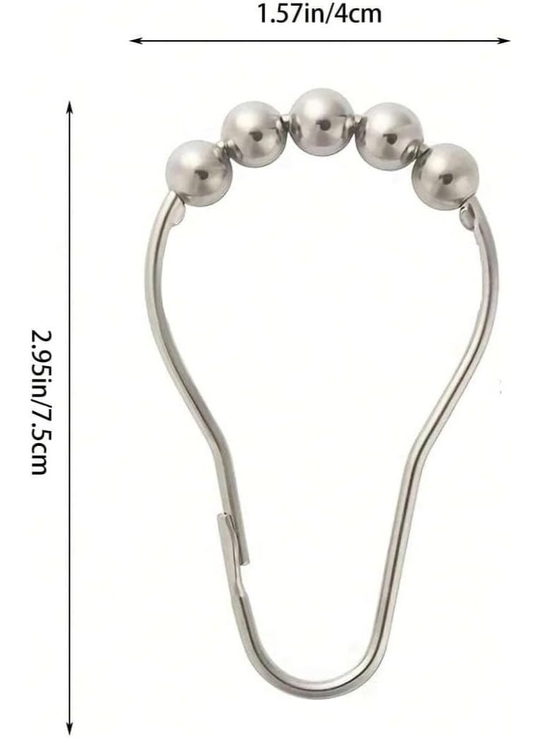 Shower Curtain Hooks Rings, 12pcs Stainless Steel Rings and Hooks for Bathroom Shower Curtain Rods Polished Nickel - Image 3