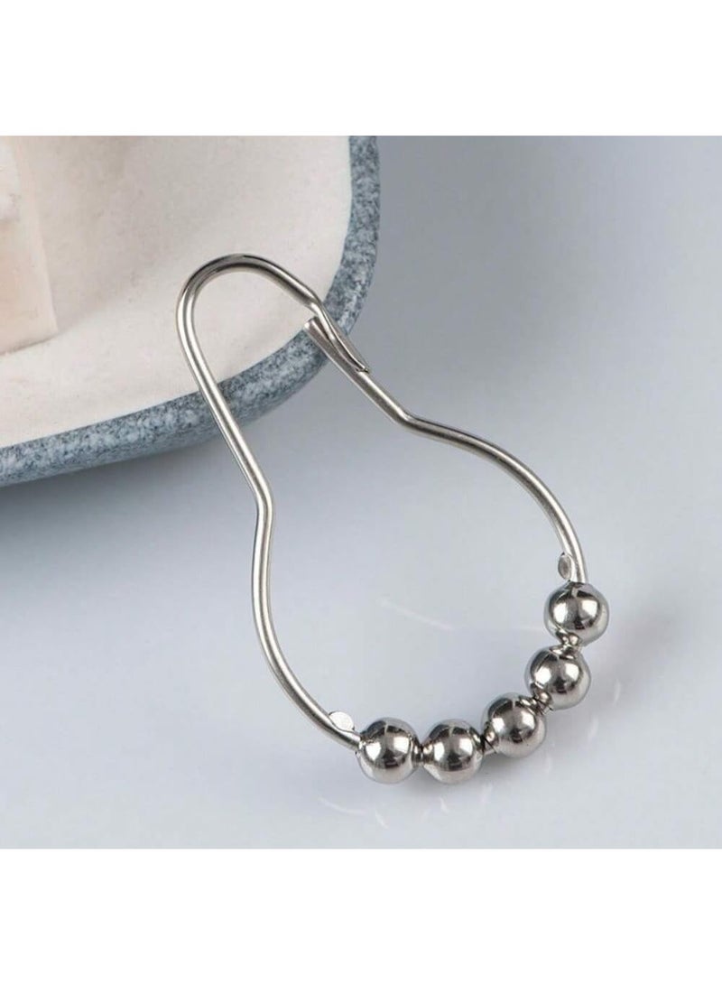 Shower Curtain Hooks Rings, 12pcs Stainless Steel Rings and Hooks for Bathroom Shower Curtain Rods Polished Nickel - Image 2