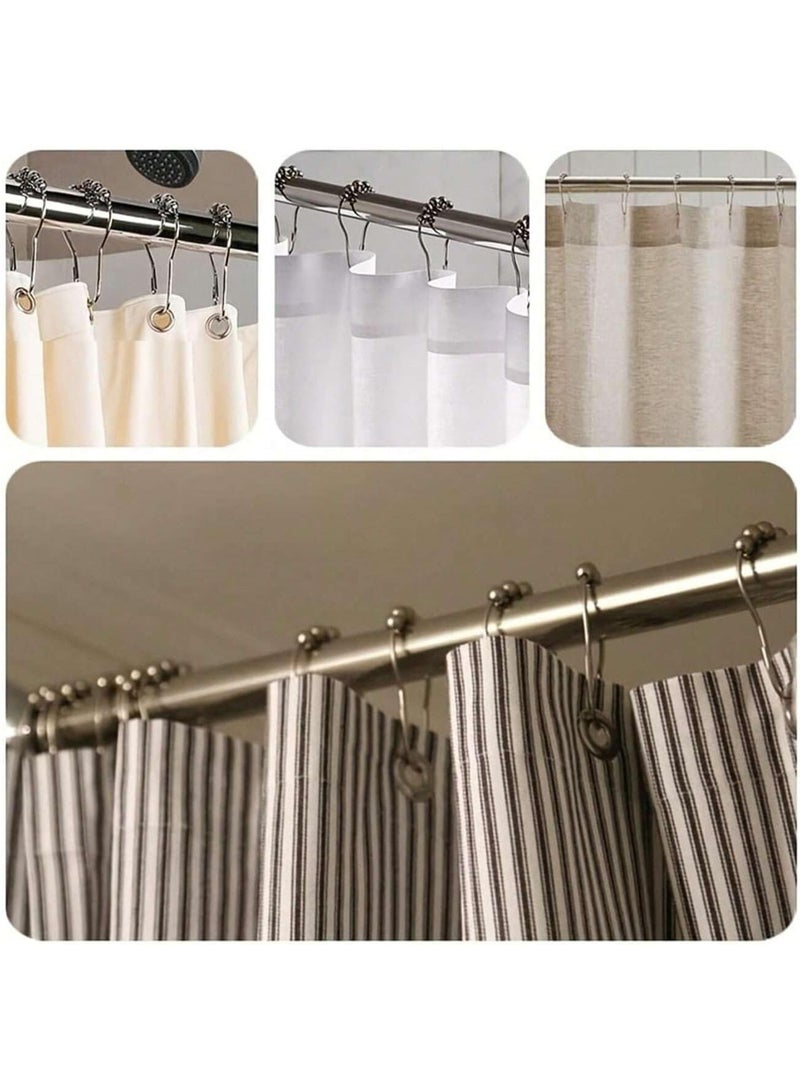 Shower Curtain Hooks Rings, 12pcs Stainless Steel Rings and Hooks for Bathroom Shower Curtain Rods Polished Nickel - Image 4