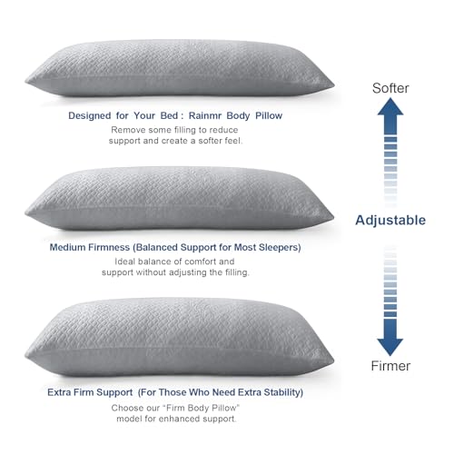 Rainmr Extra Long Body Pillow Memory Foam 180x50cm – Firm King Size Body Pillows for Adults – with Gray Cooling Cover 20 x 70 inches - Image 5