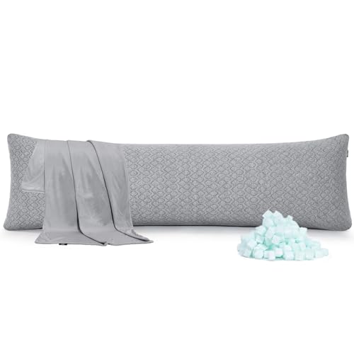 Rainmr Extra Long Body Pillow Memory Foam 180x50cm – Firm King Size Body Pillows for Adults – with Gray Cooling Cover 20 x 70 inches - Image 1
