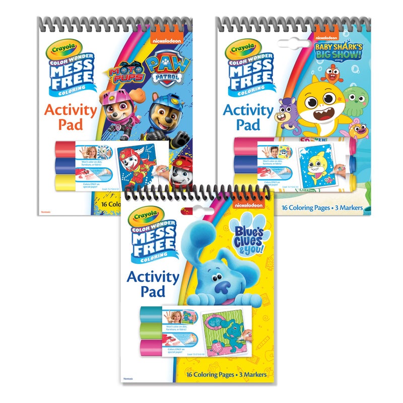 Crayola Nickelodeon Color Wonder Activity Pad Bundle (3 Pack), Toddler Stocking Stuffer, Mess Free Coloring Set for Kids, Holiday & Christmas Gifts for Kids, 3+ - Image 1
