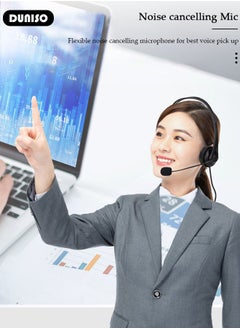 DUNISO Headsets with Microphone for Laptop,Wired Computer Headset Super-Lightweight Noise Cancelling Gaming Headphone with in-line Control Volume & Mute, PC Headset Perfect for Classroom, Home or Office  - Image 5