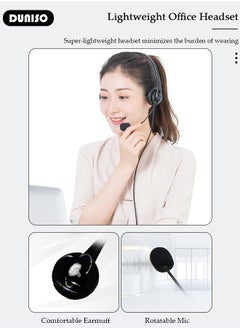 DUNISO Headsets with Microphone for Laptop,Wired Computer Headset Super-Lightweight Noise Cancelling Gaming Headphone with in-line Control Volume & Mute, PC Headset Perfect for Classroom, Home or Office  - Image 2