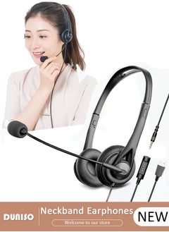 DUNISO Headsets with Microphone for Laptop,Wired Computer Headset Super-Lightweight Noise Cancelling Gaming Headphone with in-line Control Volume & Mute, PC Headset Perfect for Classroom, Home or Office  - Image 1