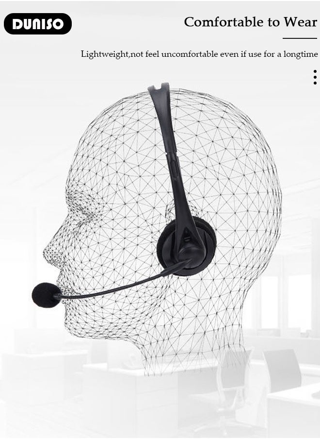 DUNISO - Headsets with Microphone for Laptop,Wired Computer Headset Super-Lightweight Noise Cancelling Gaming Headphone with in-line Control Volume & Mute, PC Headset Perfect for Classroom, Home or Office - Image 1