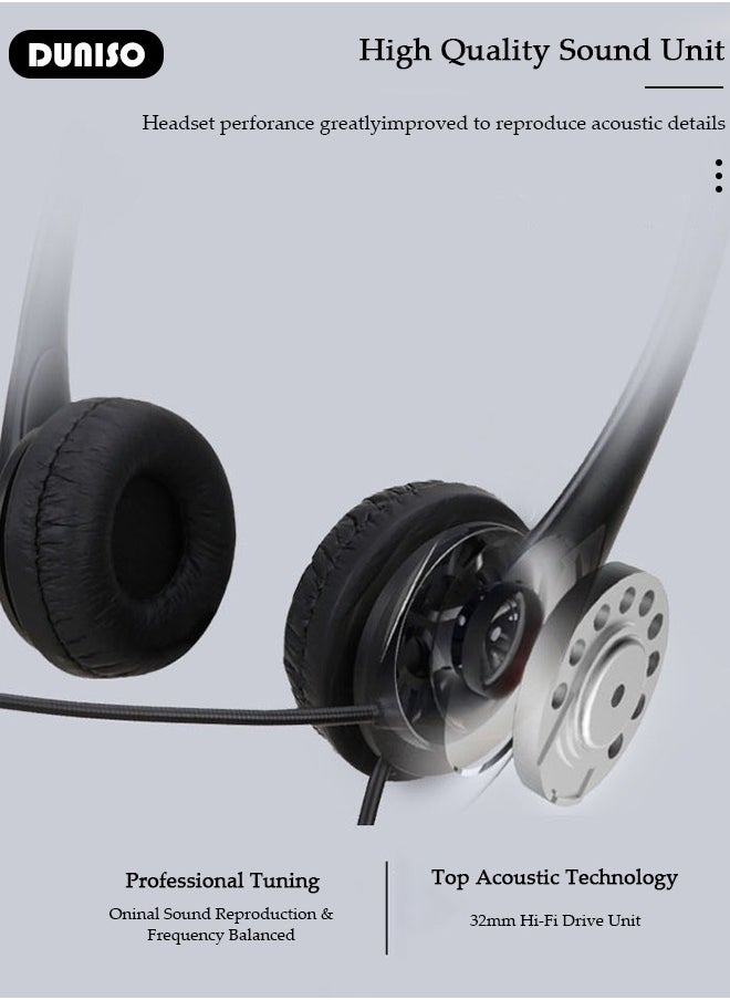 DUNISO - Headsets with Microphone for Laptop,Wired Computer Headset Super-Lightweight Noise Cancelling Gaming Headphone with in-line Control Volume & Mute, PC Headset Perfect for Classroom, Home or Office - Image 1