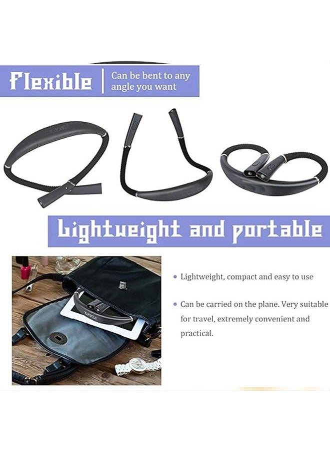 ضوء الكتاب الصمام المضيء بالشحن ويتم ارتداؤه على الرقبة، ضوء القراءة المزدوج بحامل رقبة قابل للطي والشحن USB. - Image 2