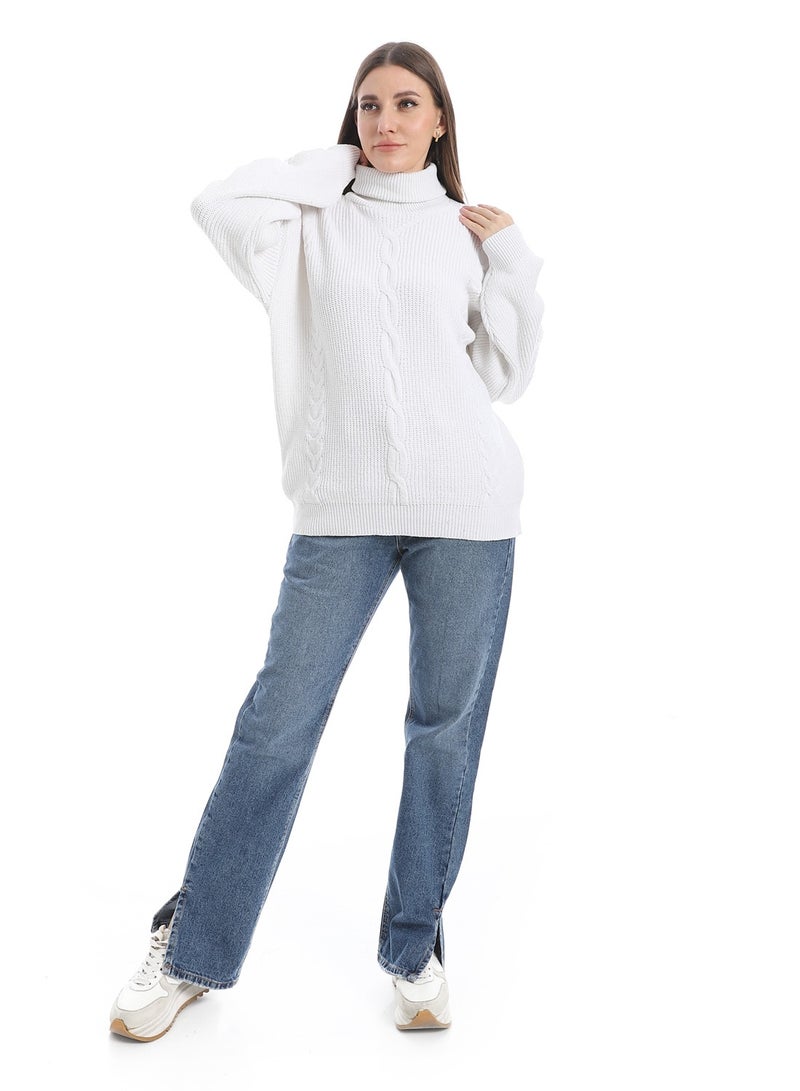 سيزار بلوفر صوف حريمي سادة برقبة عالية وتصميمات متعددة - Image 1