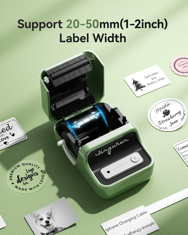 B21 Label Maker, 2 Inch Portable Thermal Label Printer, Label Maker Machine with Tape, Compatible with Android, iOS & PC,Labeling for Home Storage Office and Small Business,Green - Image 5