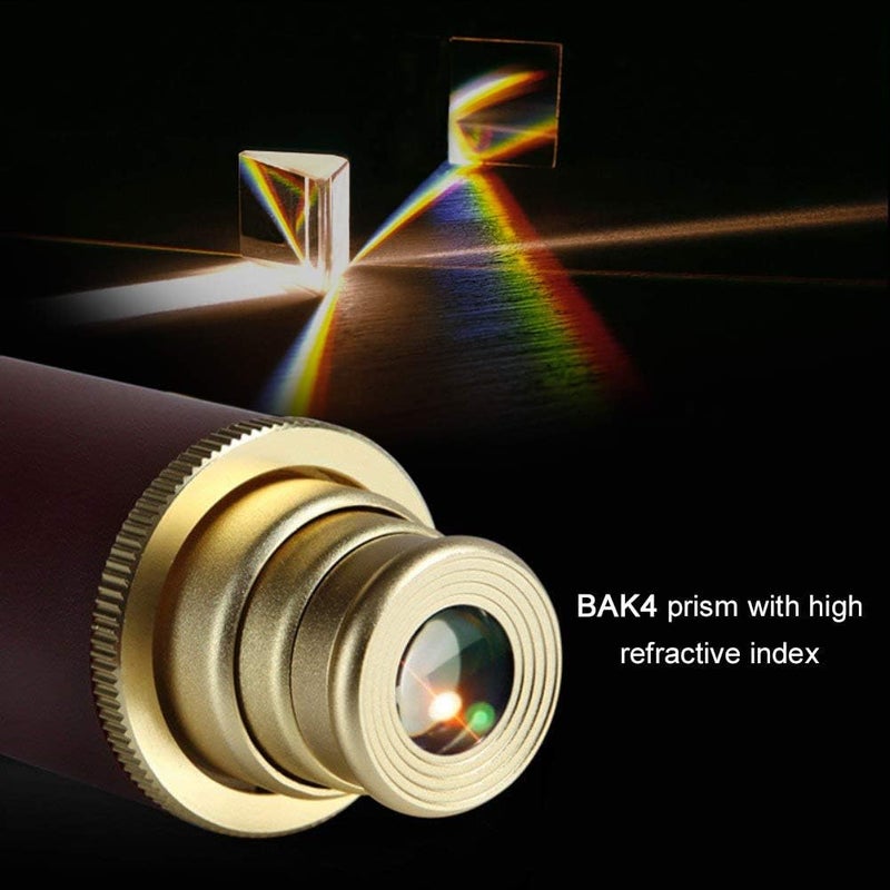 Retro Pirate Telescope Zoomable 25x30 Spyglass Portable Collapsible Handheld Telescope Vintage Monocular for Kids & Survival Gear Compass Pocket Military Compass for Camping Boating - Image 2