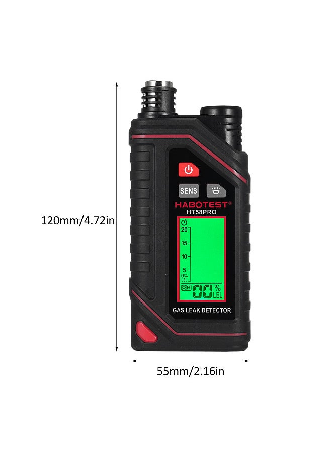 HABOTEST HT58PRO Rechargeable Natural Gas Detector Gas Leak Detector with 11.5-inch Extendable Probe %LEL Propane Leak Detector with Built-in Flashlight  - Image 2