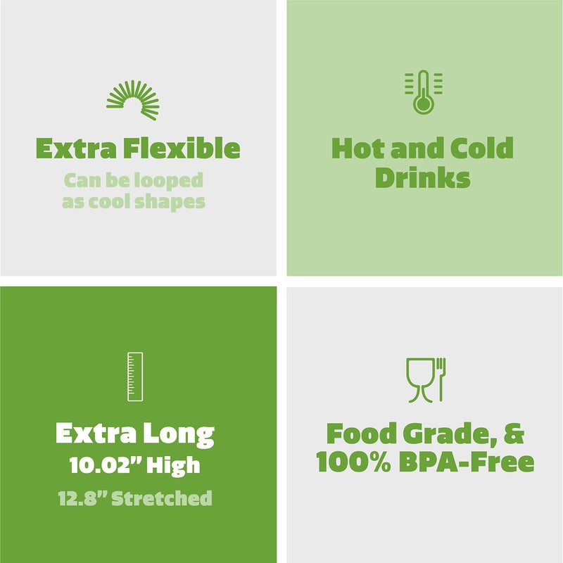 Comfy Package  [200 Pack] Long Flexible Disposable Plastic Drinking Straws - 10.02"" High - Assorted Colors - Image 4