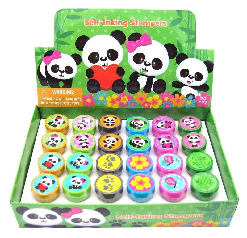 Tiny Mills 24 Pcs Panda Stampers for Kids Party Favor Valentines Day Classroom Exchange Pinata Fillers