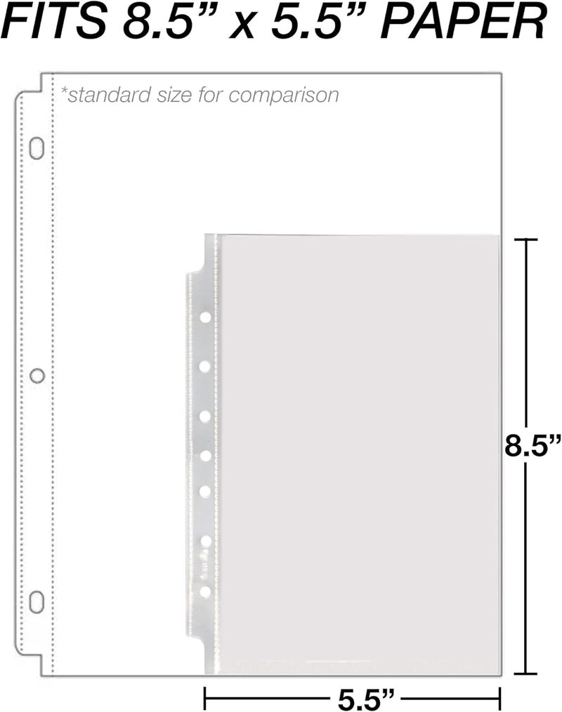 Samsill Mini Sheet Protectors 50 Pack 55 x 85 Inch Page Protectors for Mini 3 Ring Binder Heavy Duty Clear Protector Sheets 7 Hole Top Loading Acid Free - Image 2