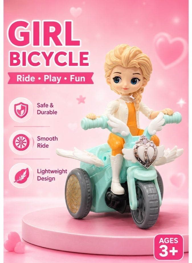 DAT Girl on Bicycle Toy Figure with Angel Wings Tricycle – Lightweight Rolling Doll Toy for Girls Ages 3 and Above - Image 1