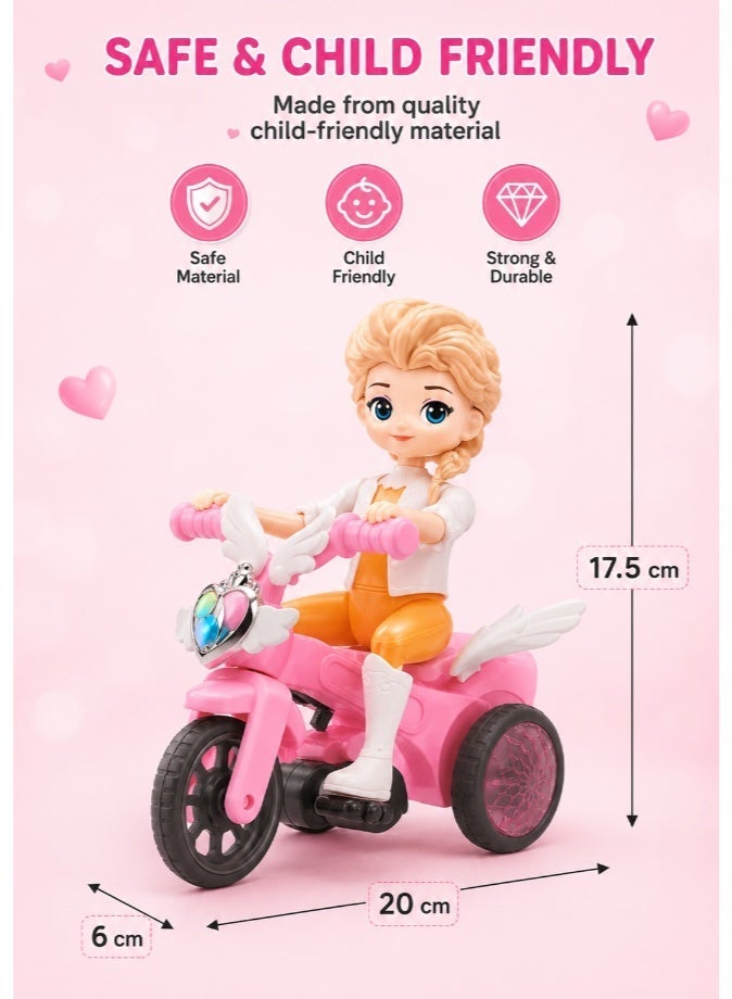 DAT Girl on Bicycle Toy Figure with Angel Wings Tricycle – Lightweight Rolling Doll Toy for Girls Ages 3 and Above - Image 3