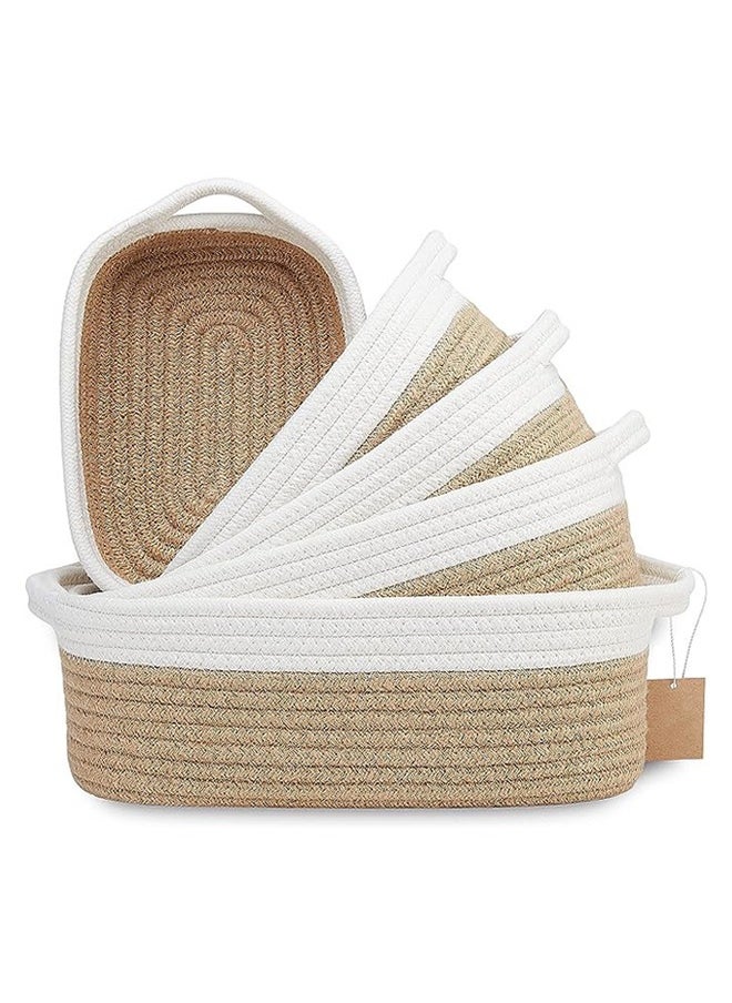 Bukela Storage Basket 5-piece Set- Natural Cotton Rope Woven Baskets for Organizing Small Basket Bins Storage, Dog Toy Baskets with Handle, Cat Toy Box, Bathroom Organization Bin  - Image 1
