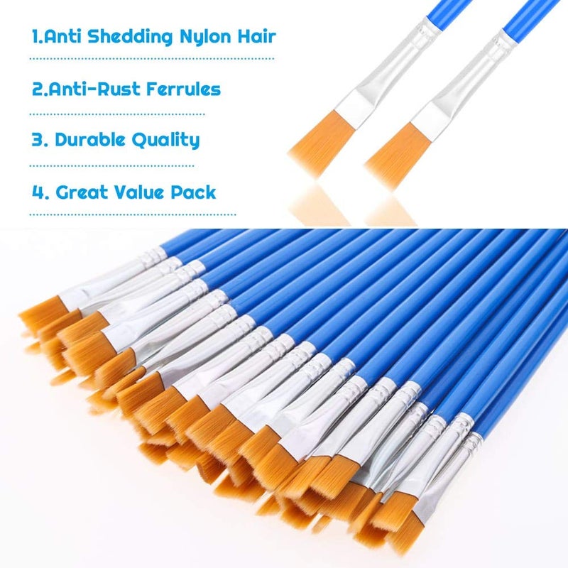 anezus 50 Pcs Flat Paint Brushes for Touch Up, Anezus Small Paint Brushes for Classroom Crafts Paint Brushes for Acrylic Painting Watercolor Canvas Face Painting - Image 3