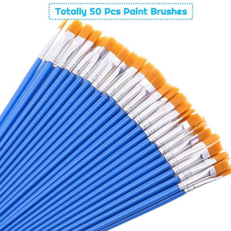 anezus 50 Pcs Flat Paint Brushes for Touch Up, Anezus Small Paint Brushes for Classroom Crafts Paint Brushes for Acrylic Painting Watercolor Canvas Face Painting - Image 2