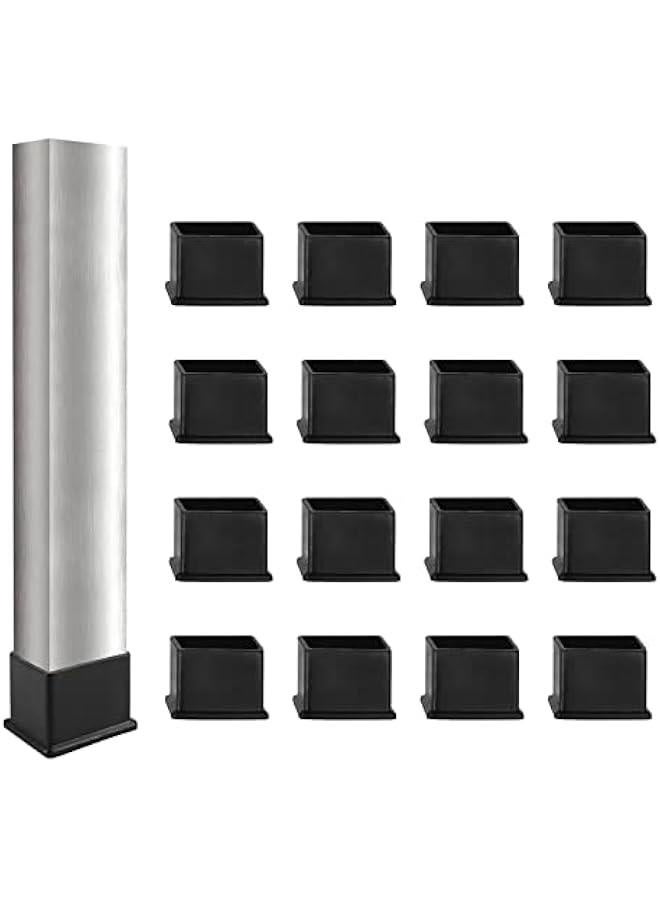 Rectangle Furniture Leg Protectors 1.18 x 0.59,  Black Chair Leg Caps Wood Floor Protectors, 30 x 15mm Rubber Chair Leg Covers - 24 Pieces - Image 1