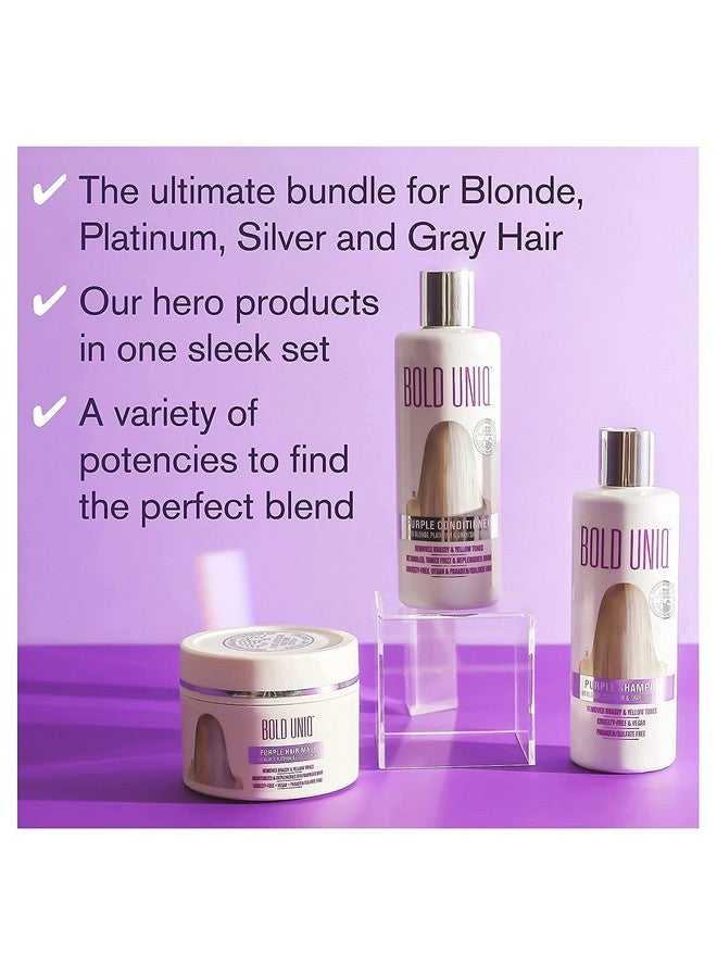 BOLD UNIQ Purple Shampoo Conditioner & Mask Trio Gift Set. Removes Brassy Yellow Tones. Lightens Blonde Platinum Ash Silver & Grays. Paraben & Sulfate Free. Peta Approved Crueltyfree And 100% Vegan. - Image 5