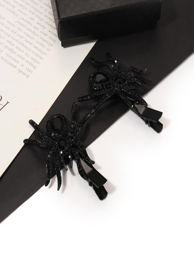 HSWE Halloween Crystal Spider Hair Clips Sparkle Rhinestone Big Spider Hairpins for Women Gothic Insect Spiders Hair Barrettes Halloween Cosplay Holiday Party Hair Accessory - Image 2