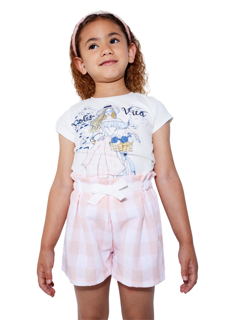 CANADA HOUSE Soft and Comfortable Vichy Print Poplin Shorts for Girls - Image 3