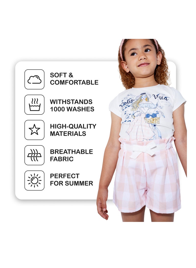 CANADA HOUSE Soft and Comfortable Vichy Print Poplin Shorts for Girls - Image 4