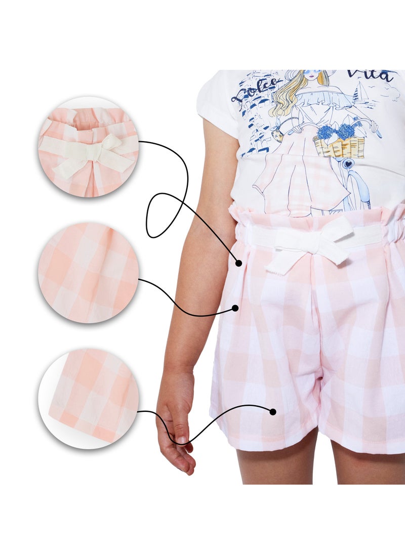 CANADA HOUSE Soft and Comfortable Vichy Print Poplin Shorts for Girls - Image 5