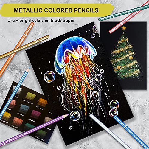 KALOUR 72 Piece Metallic Colored Pencils, Soft Core with Vibrant Color,Ideal for Drawing, Blending, Sketching, Shading, Coloring for Adults Artists Beginners - Image 4