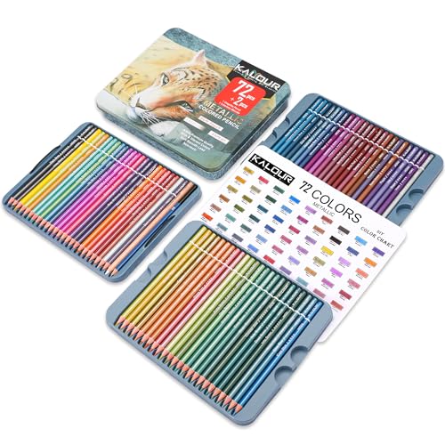 KALOUR 72 Piece Metallic Colored Pencils, Soft Core with Vibrant Color,Ideal for Drawing, Blending, Sketching, Shading, Coloring for Adults Artists Beginners - Image 2