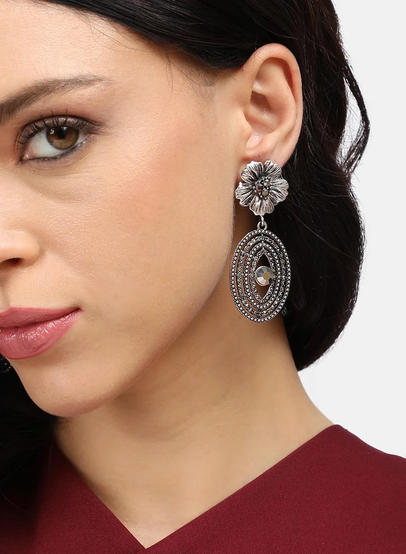 سوهي أقراط ديزي متدلية مبطنة دائرية - فضية