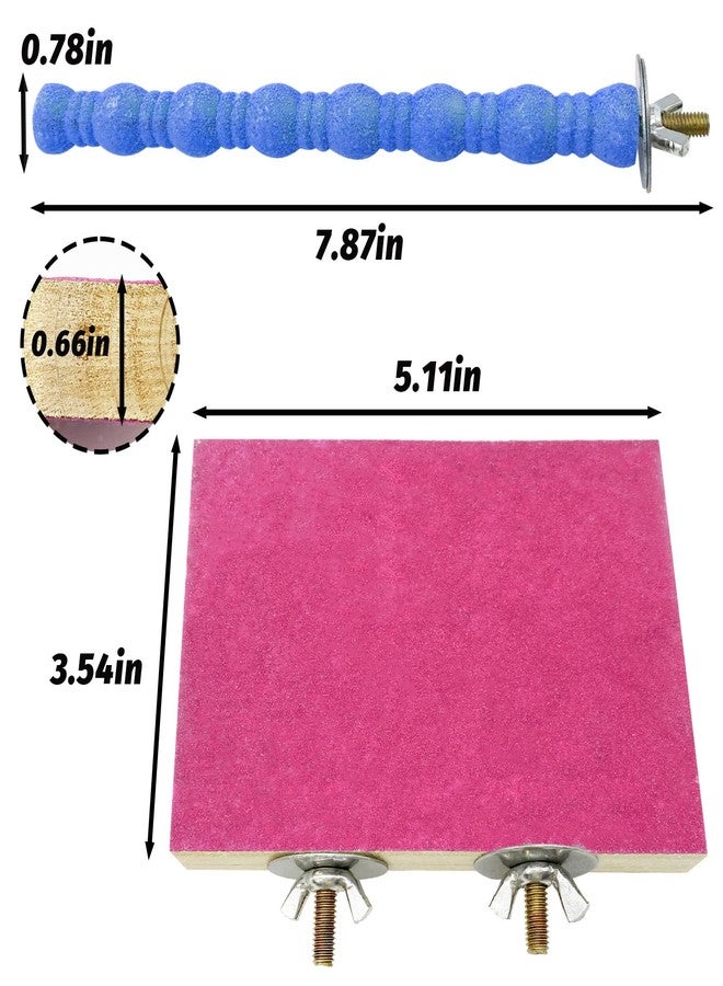 كاثسون مجموعة كاثرون المكونة من 4 قطع من مجاثم الطيور الخشبية، منصة مجثم للببغاء، سطح خشن لطحن الكفوف، ألعاب مضغ، ملحقات قفص، ألعاب رياضية للببغاوات الصغيرة، الكوكاتيل، الكونيور، والهامستر - Image 4