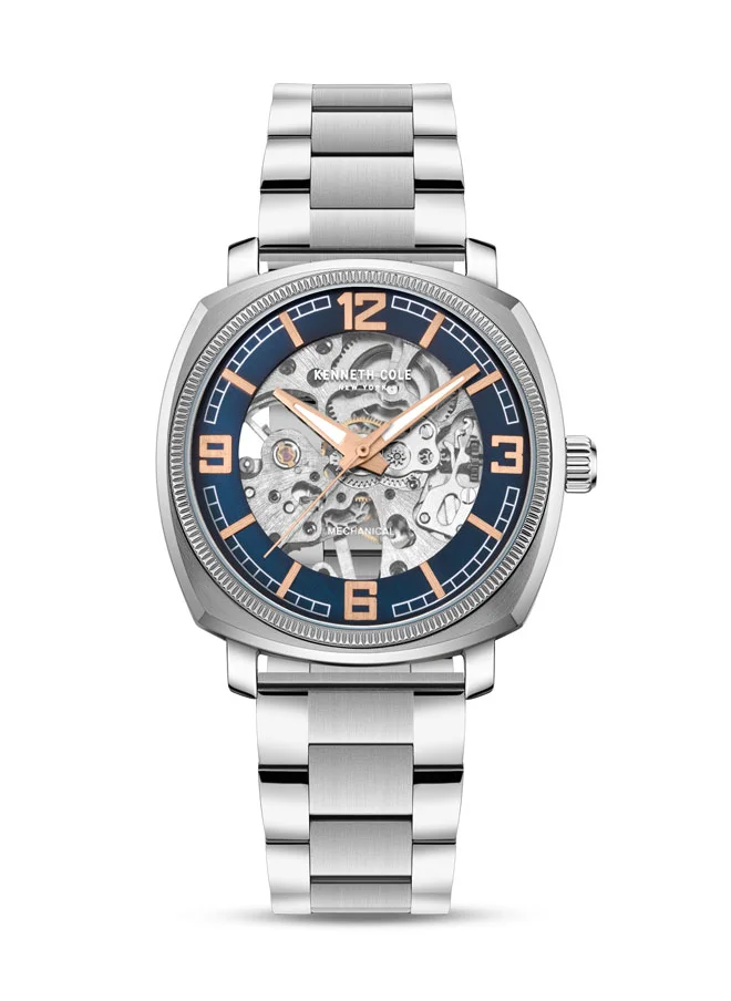 Kenneth Cole New York Kenneth Cole New York 39mm Automatic Men's Watch with Antique Blue Dial & Stainless Steel Bracelet