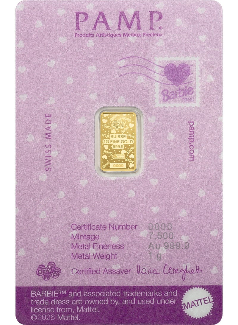 بامب سبيكة ذهبية وزنها 1 غرام، هدية عيد الحب لباربي - Image 4