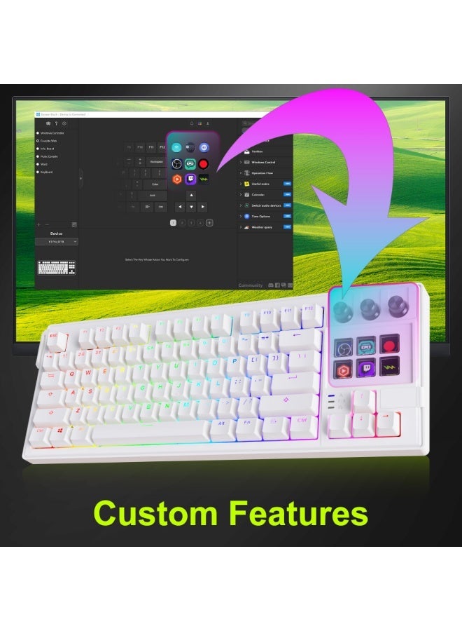 ميرابوكس لوحة مفاتيح ميكانيكية K1PRO - وظائف أزرار ومقابض قابلة للبرمجة حسب الطلب، شاشة LCD بإضاءة خلفية RGB، 78 مفتاحًا، تصميم مريح، منفذ USB 3.0/2.0 عالي السرعة بتردد 1000 هرتز، مثالية للألعاب والمكاتب - Image 5