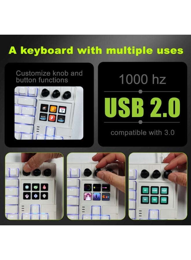ميرابوكس لوحة مفاتيح ميكانيكية K1PRO - وظائف أزرار ومقابض قابلة للبرمجة حسب الطلب، شاشة LCD بإضاءة خلفية RGB، 78 مفتاحًا، تصميم مريح، منفذ USB 3.0/2.0 عالي السرعة بتردد 1000 هرتز، مثالية للألعاب والمكاتب - Image 4