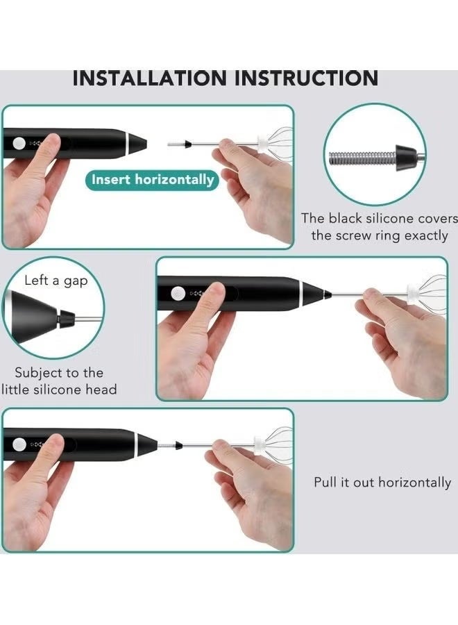 3-Piece Electric Milk Frother and Whisk Set Multicolor - Image 4