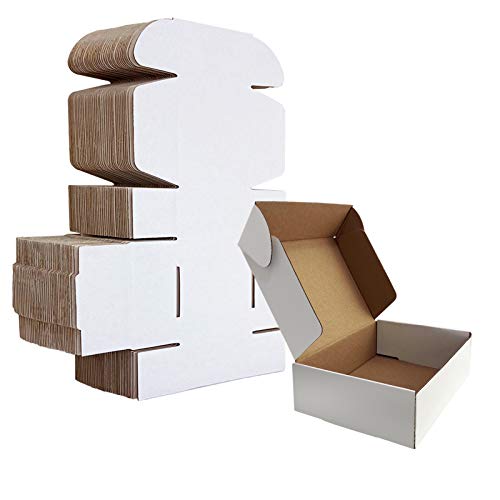 HORLIMER 7x5x2 inches Shipping Boxes Set of 25, White Corrugated Cardboard Box Literature Mailer - Image 1