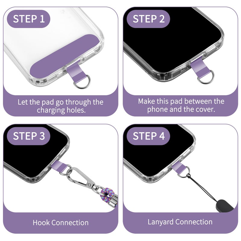 CACOE Phone Lanyard 2 Pcs-1 Pcs Adjustable Neck Strap, 1 Pcs Wrist Strap, 2 Pads, Universal Crossbody Multifuctional Cell Phone Lanyards Compatible with Most Smartphones(Purple Blue) - Image 3